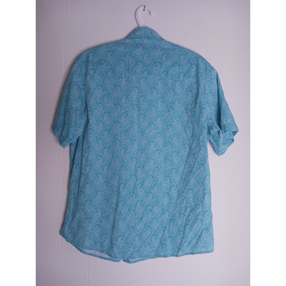 Wrangler Teal Paisley Short Sleeve Button-Down Shirt - Picture 5 of 8